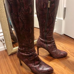 LK Bennett snake-effect knee-high boots